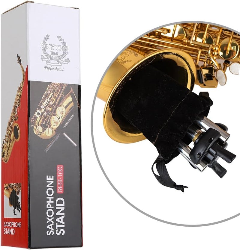 Rhythm Foldable Alto Saxophone Stand Stainless Steel Sax Stand Holder Portable Saxophone Bracket Adjustable Stand - Image 4